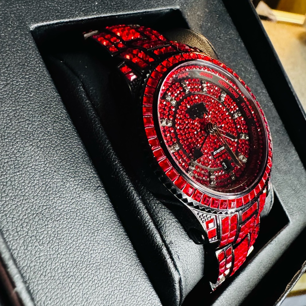 JBW Reserve Limited Edition Luxury Red Crystal Men's Watch